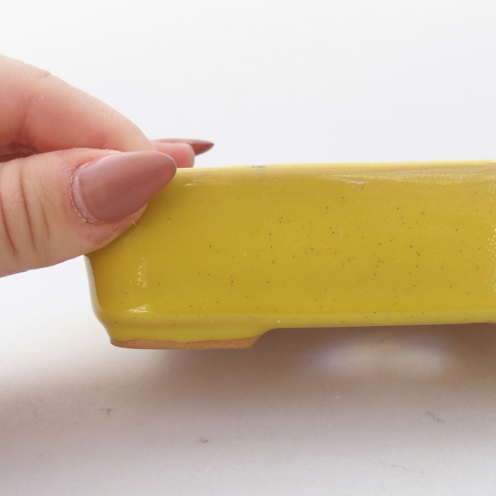 Keramická bonsai miska 13 x 9,5 x 3,5 cm, barva žlutá