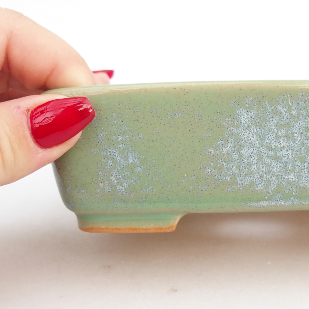 Keramická bonsai miska 12,5 x 9,5 x 3,5 cm, barva zelená