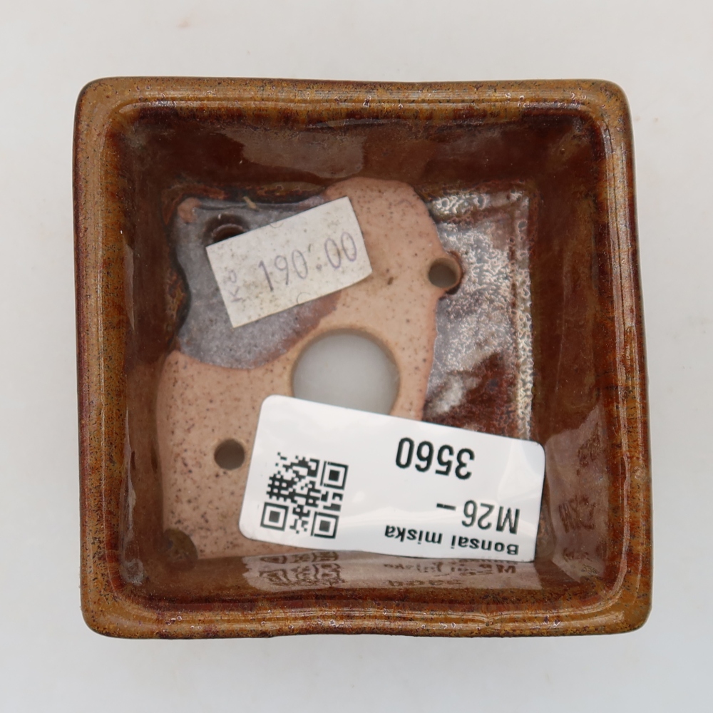 Keramická bonsai miska 7 x 7 x 3,5 cm, barva hnědá