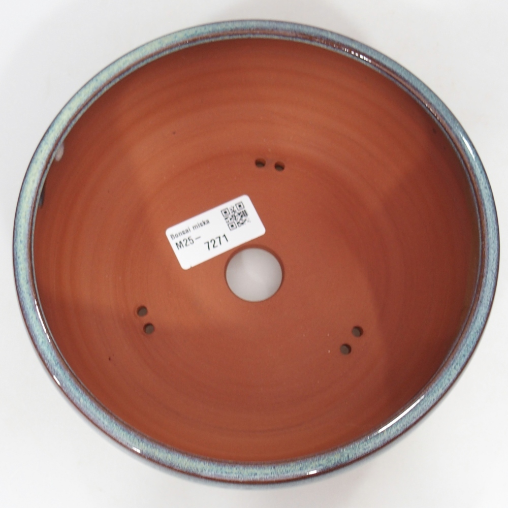 Keramická bonsai miska 18 x 18 x 7 cm, barva modrozelená