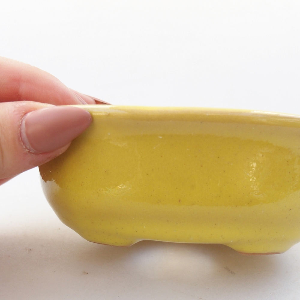 Keramická bonsai miska 11 x 9 x 4 cm, barva žlutá