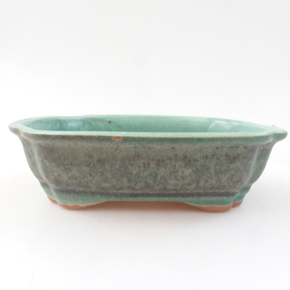 Keramická bonsai miska 16 x 12 x 5 cm, barva zelená