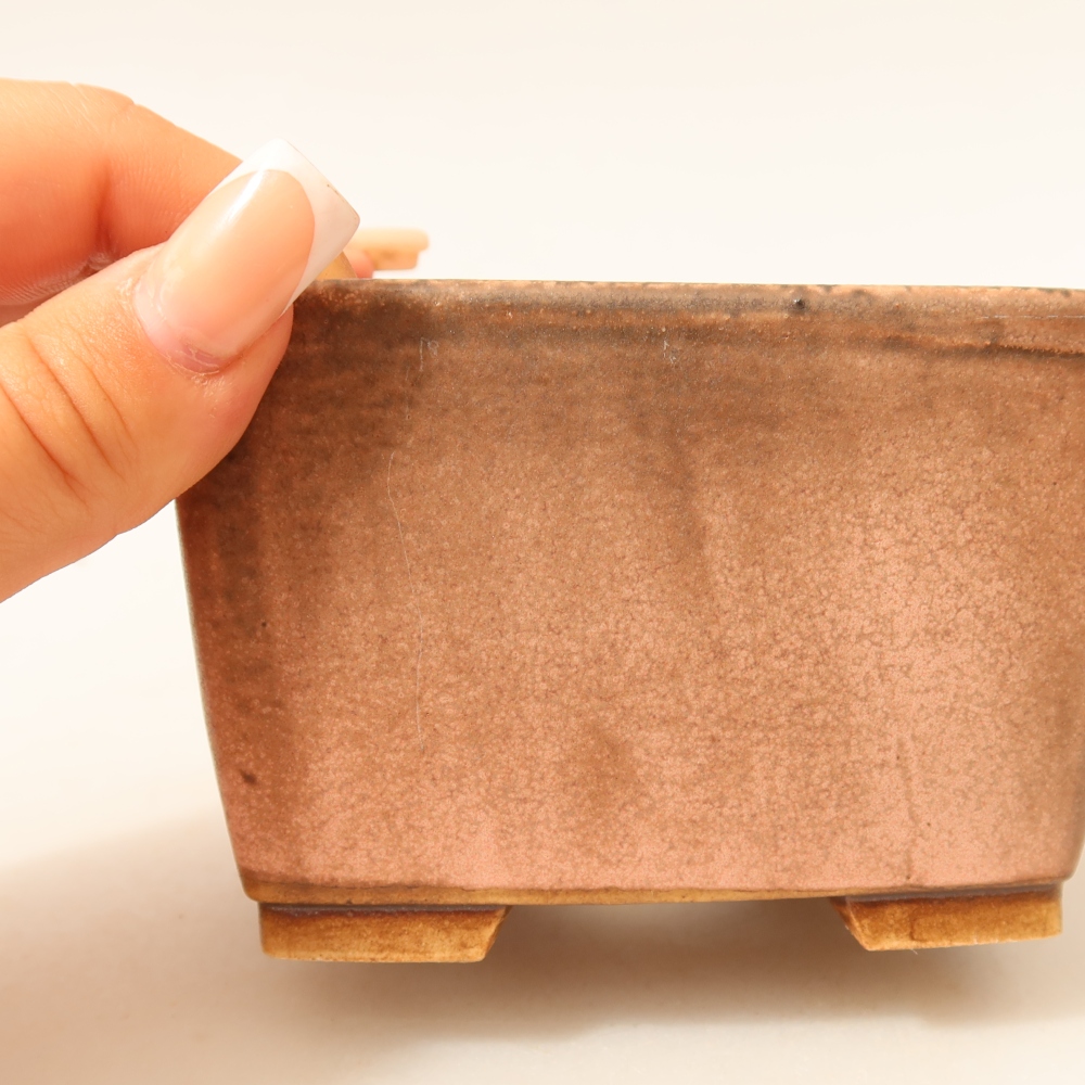 Keramická bonsai miska 10,5 x 10,5 x 7 cm, barva růžová