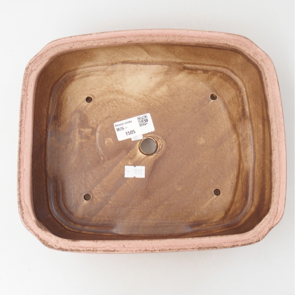 Keramická bonsai miska 24,5 x 21,5 x 6,5 cm, barva růžová