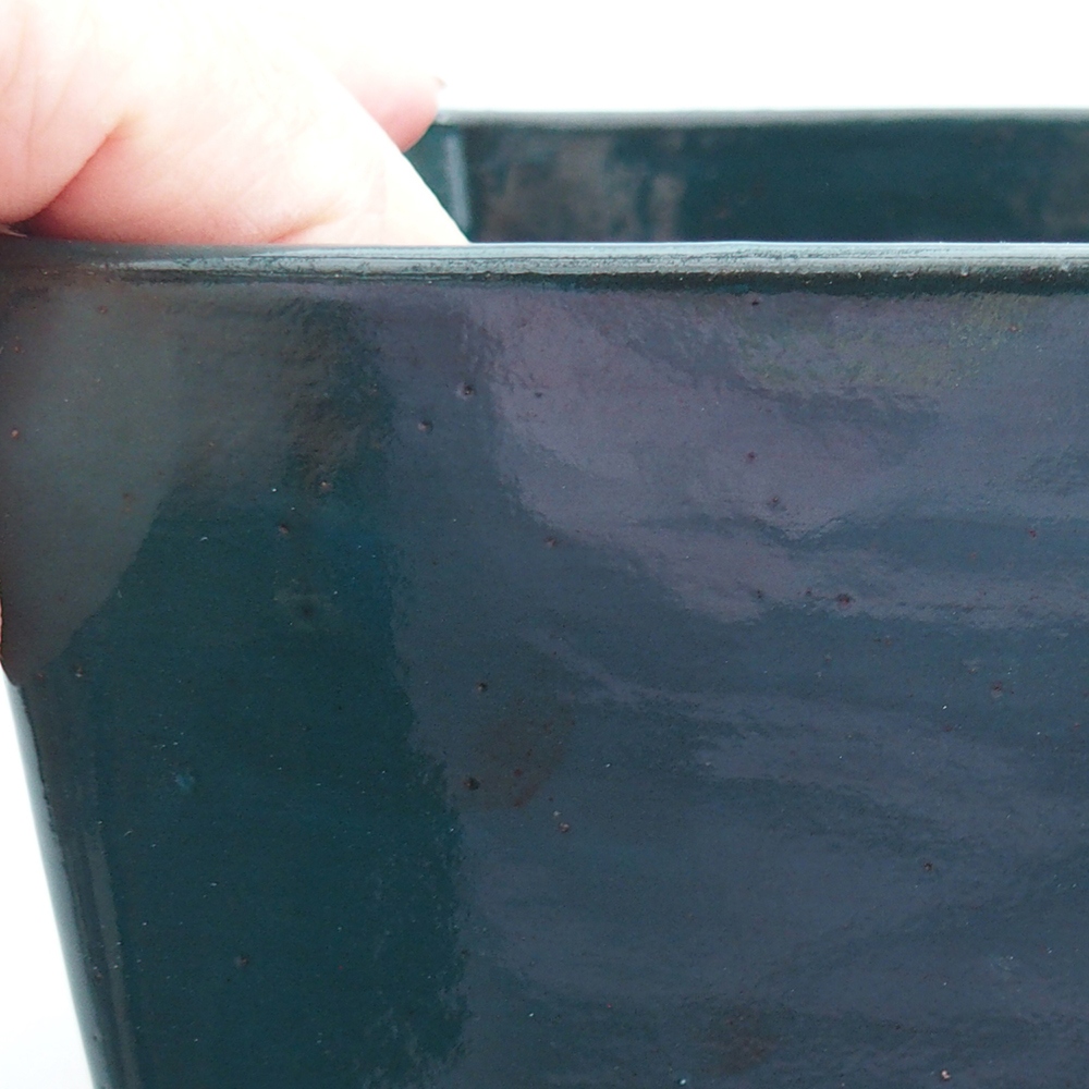 Keramická bonsai miska 15 x 15 x 10,5 cm, barva zelená