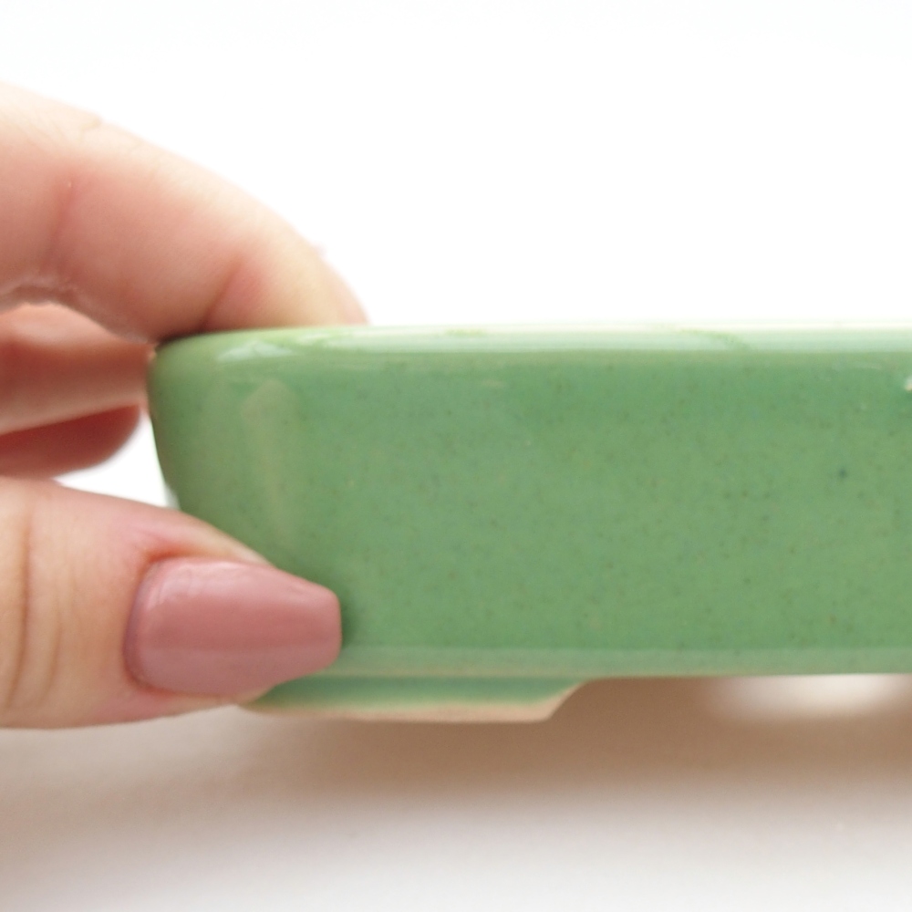 Keramická bonsai miska 12,5 x 9 x 3,5 cm, barva zelená