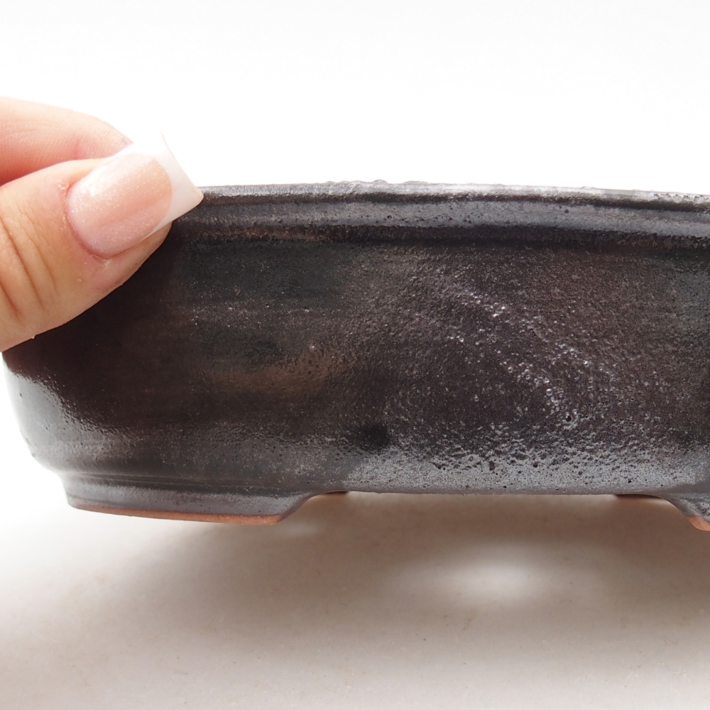 Keramická bonsai miska 19 x 14,5 x 4,5 cm, barva kovová