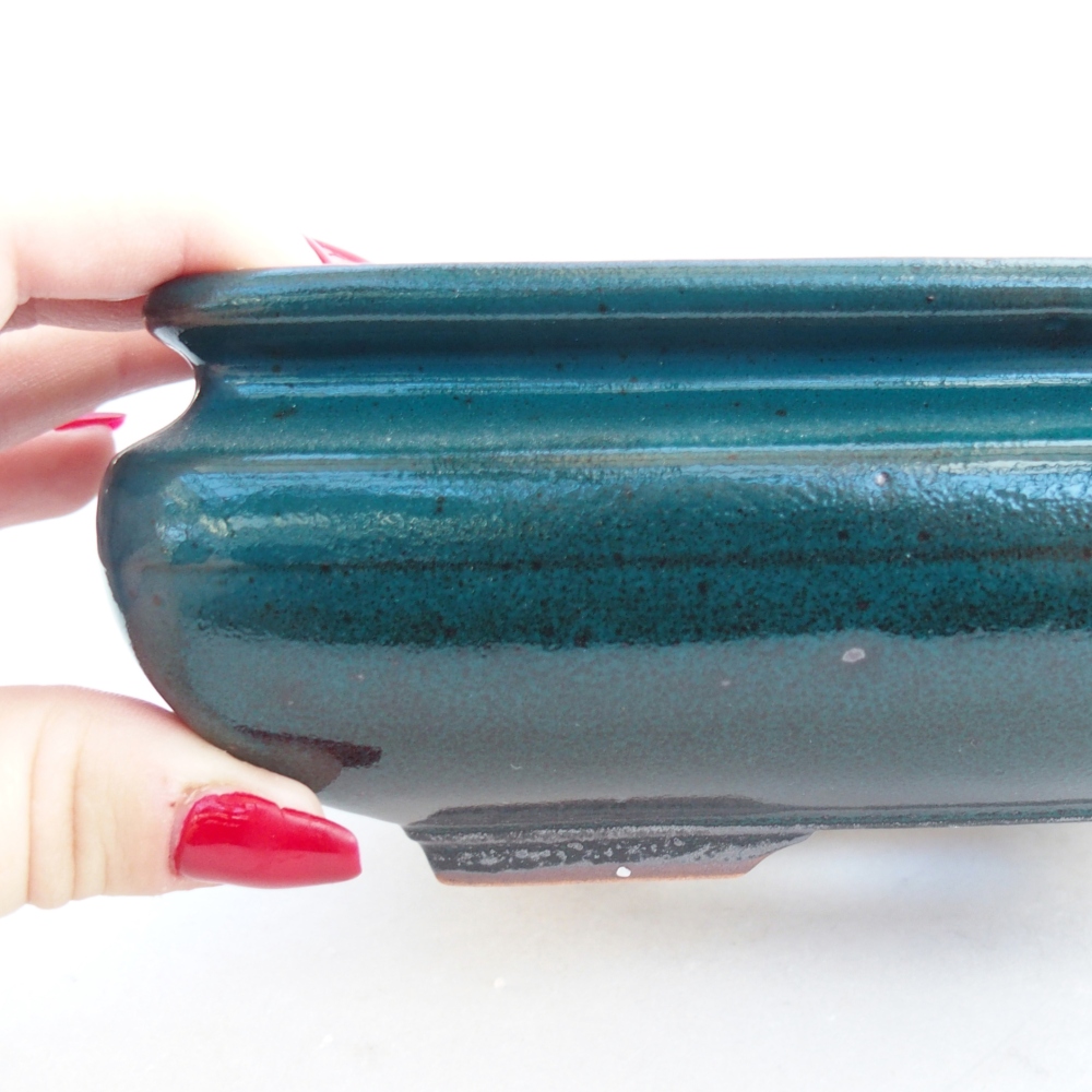 Keramická bonsai miska 15,5 x 15,5 x 6 cm, barva zelená