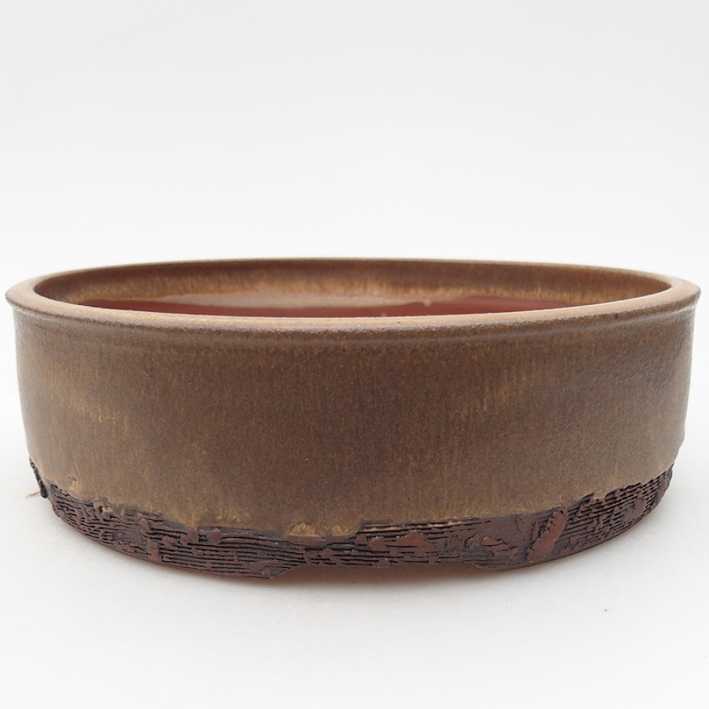 Keramická bonsai miska 20 x 20 x 6 cm, barva hnědá