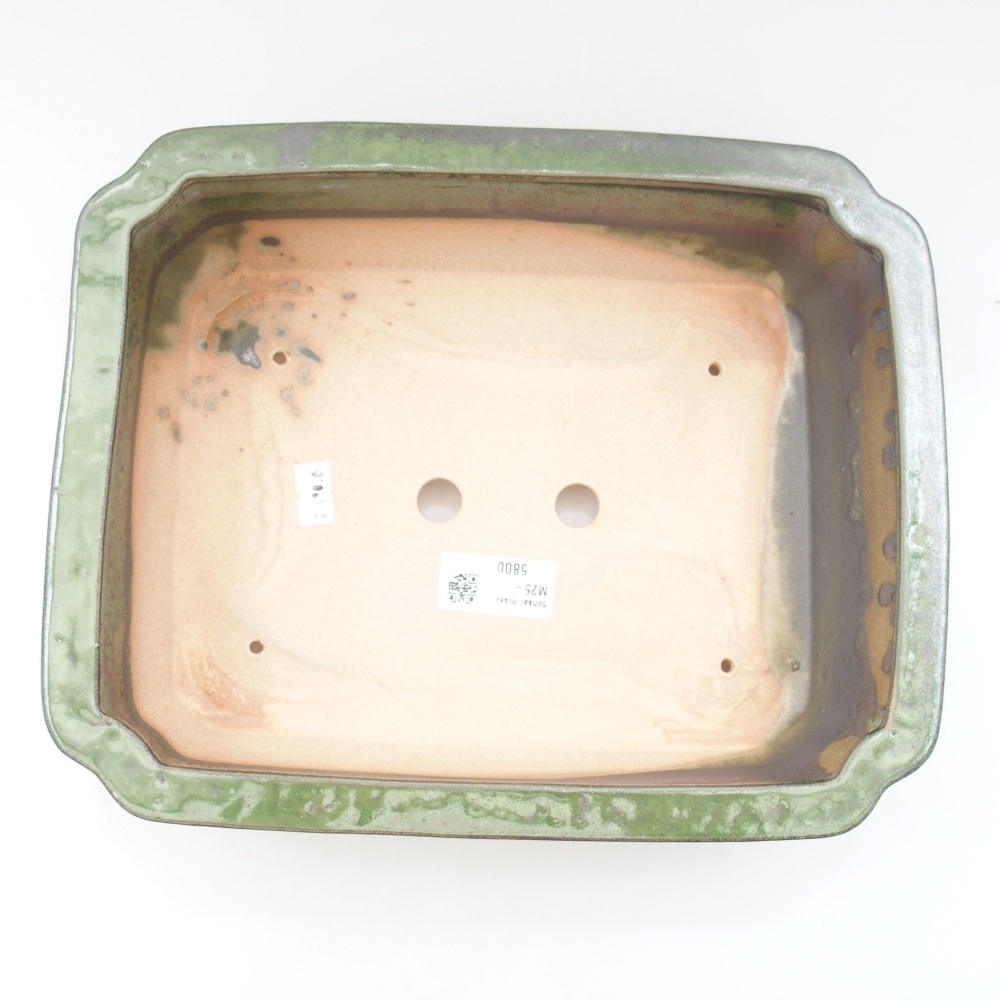 Keramická bonsai miska 27,5 x 21,5 x 7 cm, barva zelená