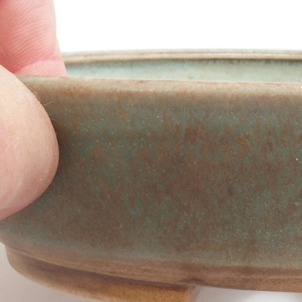 Keramická bonsai miska 15 x 13,5 x 3,5 cm, barva zelená