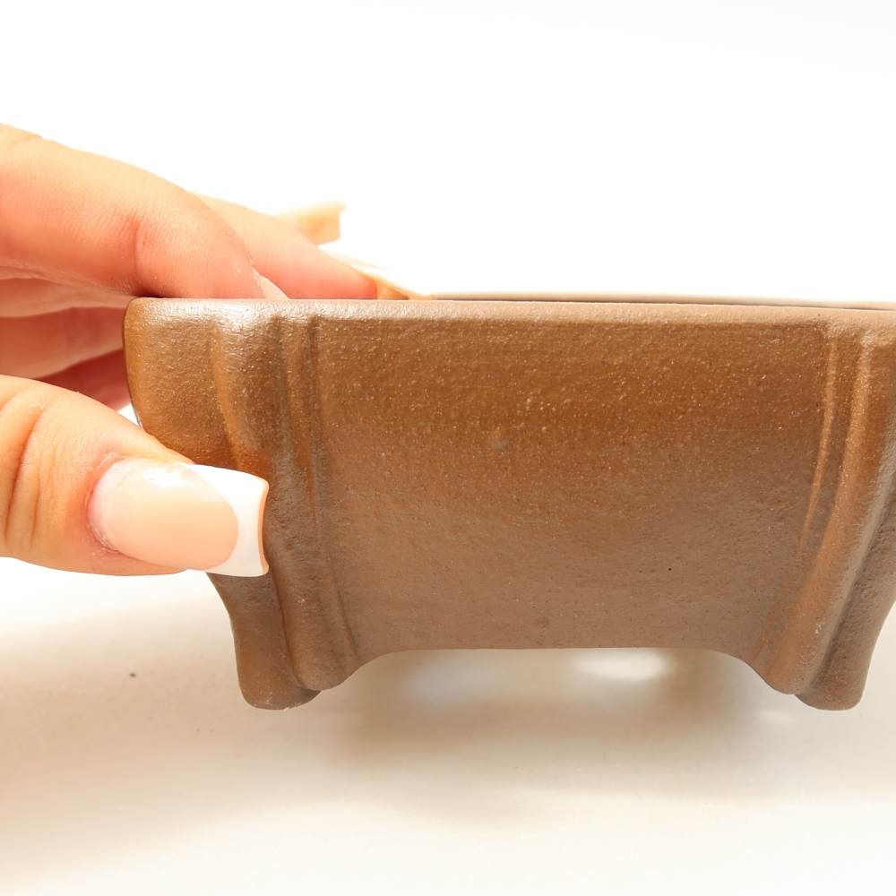 Keramická bonsai miska 10,5 x 10,5 x 4,5 cm, barva hnědá