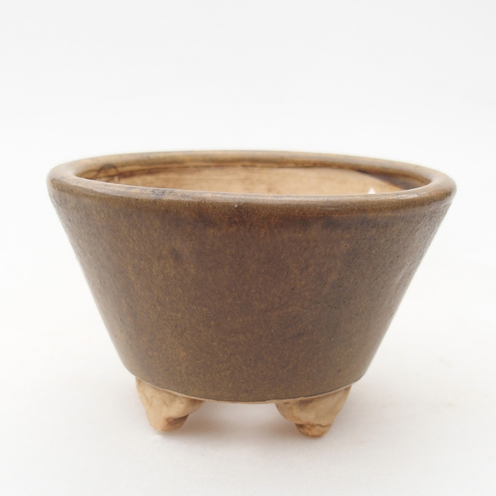 Keramická bonsai miska 8 x 8 x 5,5 cm, barva hnědá