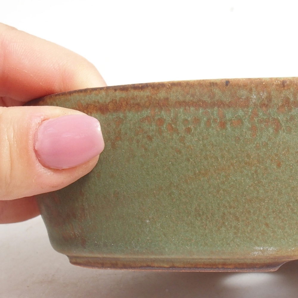 Keramická bonsai miska 15 x 9,5 x 4 cm, barva zelená