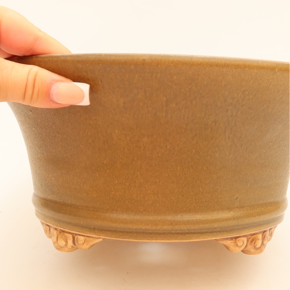 Keramická bonsai miska 24,5 x 24,5 x 11 cm, barva hnědá