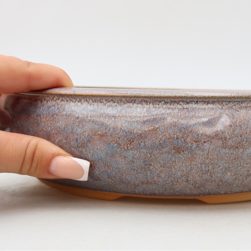Keramická bonsai miska 26,5 x 26,5 x 6,5 cm, barva modrá