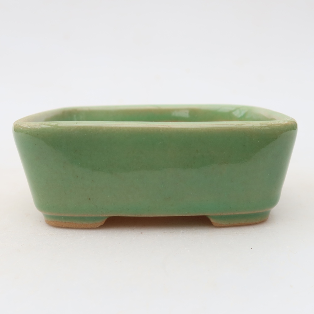 Keramická bonsai miska 10 x 8 x 3,5 cm, barva zelená