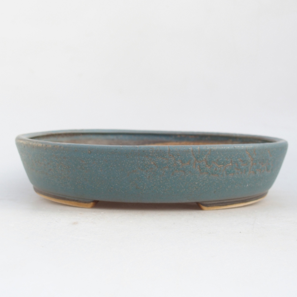 Keramická bonsai miska 23 x 20 x 4,5 cm, barva modrá