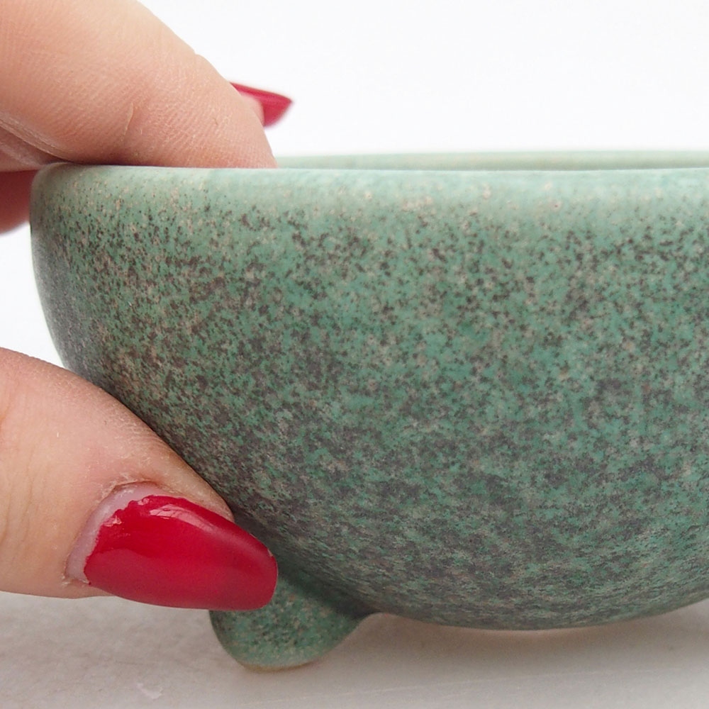 Keramická bonsai miska 9,5 x 9,5 x 5 cm, barva zelená