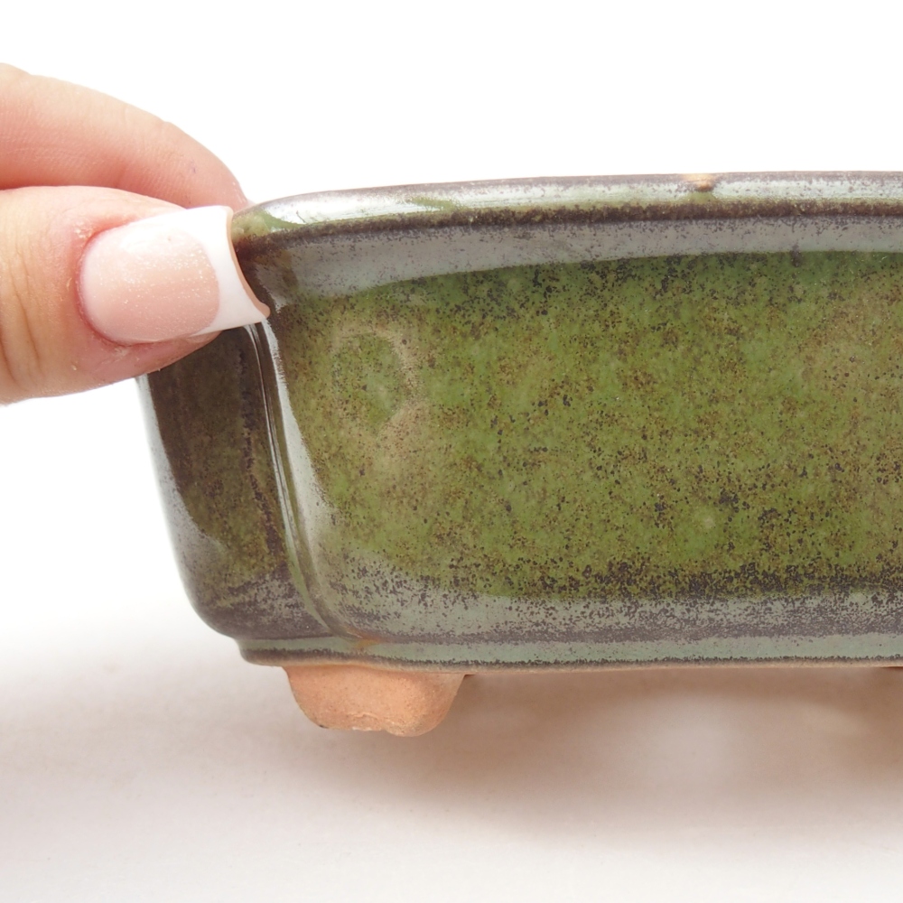 Keramická bonsai miska 13 x 10 x 5 cm, barva zelená