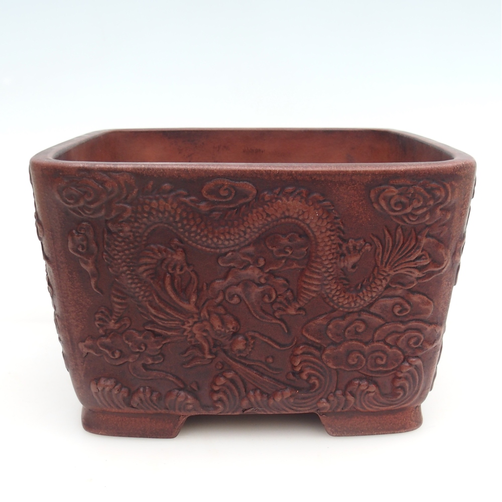 Keramická bonsai miska 21 x 21 x 13 cm, barva hnědá