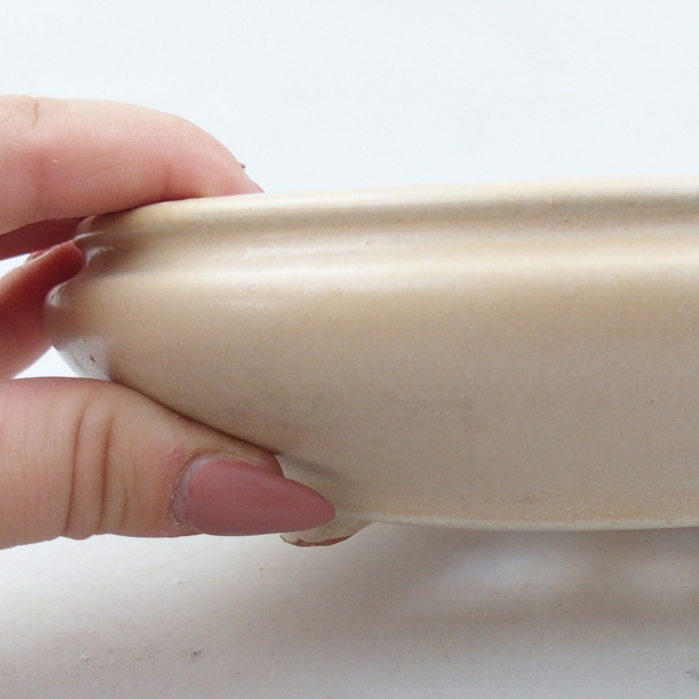 Keramická bonsai miska 15 x 15 x 5 cm, barva béžová