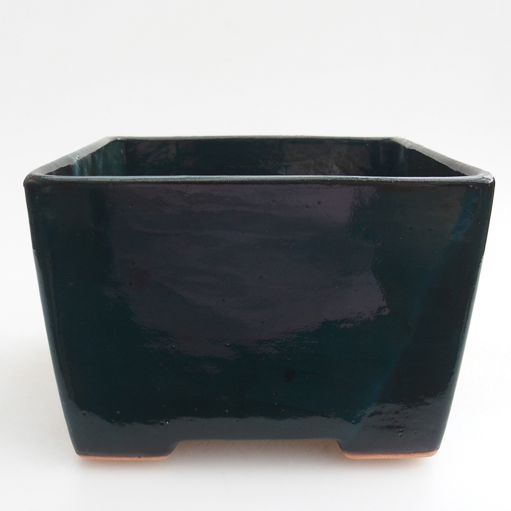 Keramická bonsai miska 15 x 15 x 10,5 cm, barva zelená