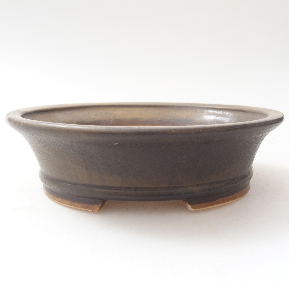 Keramická bonsai miska 14 x 12,5 x 4 cm, barva hnědá