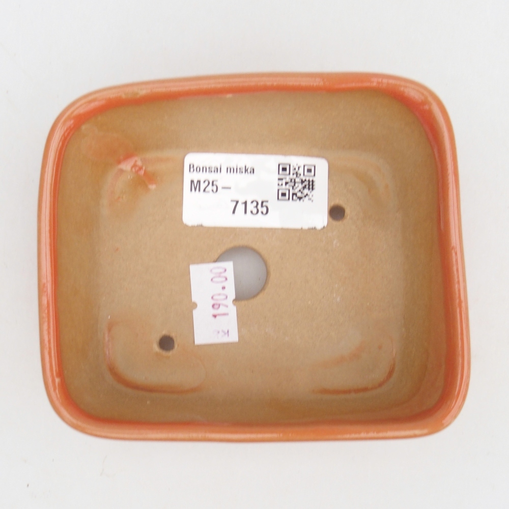 Keramická bonsai miska 10,5 x 8,5 x 4 cm, barva oranžová