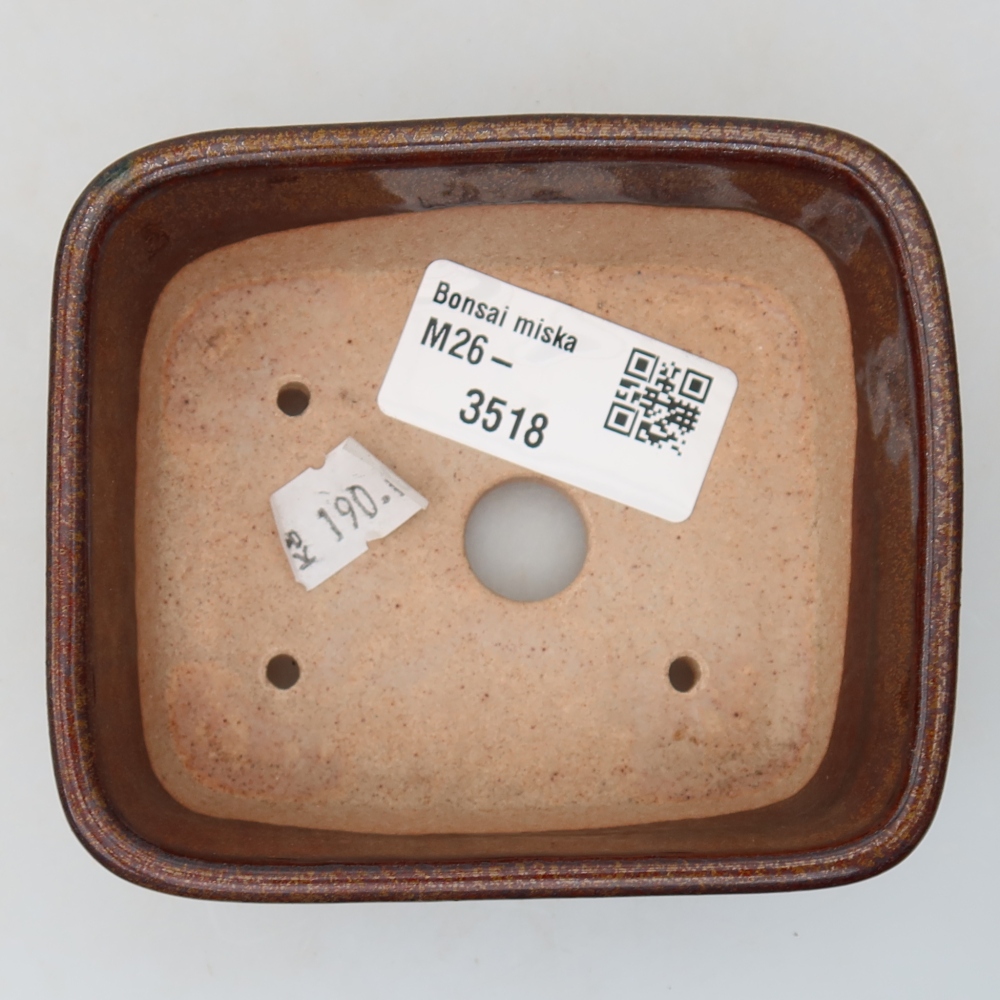 Keramická bonsai miska 10 x 8 x 3,5 cm, barva hnědá