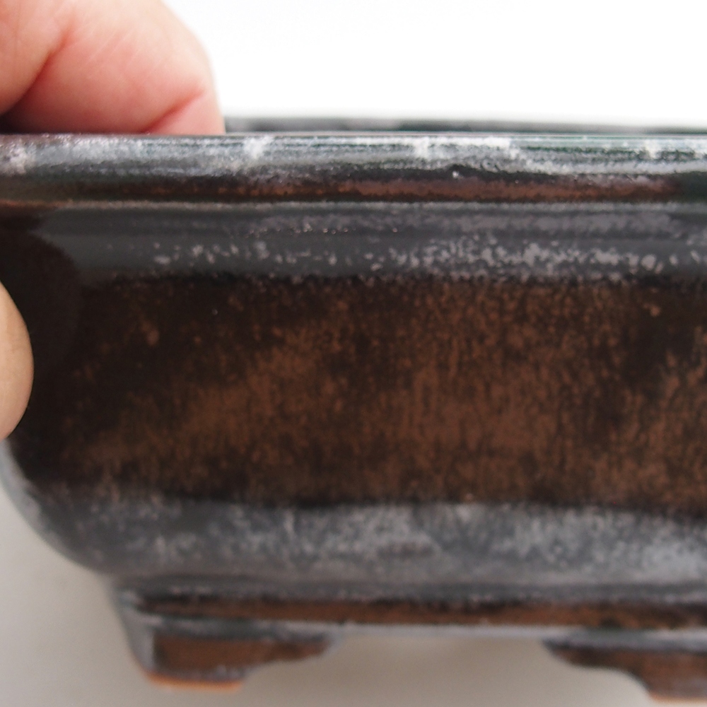 Keramická bonsai miska 23 x 21 x 7,5 cm, barva zelená