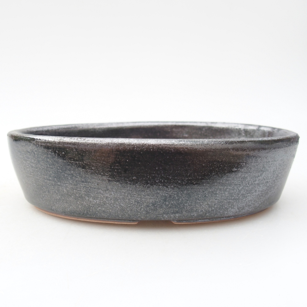 Keramická bonsai miska 16,5 x 11,5 x 4,5 cm, barva kovová