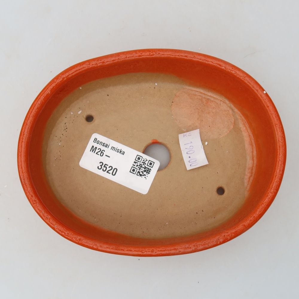 Keramická bonsai miska 13 x 10 x 3,5 cm, barva oranžová