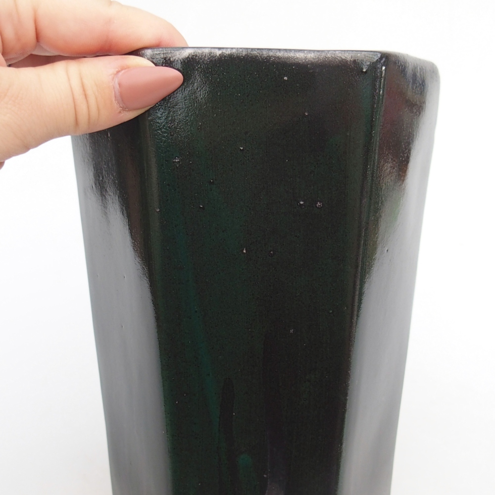 Keramická bonsai miska 12,5 x 11,5 x 16,5 cm, barva zelená