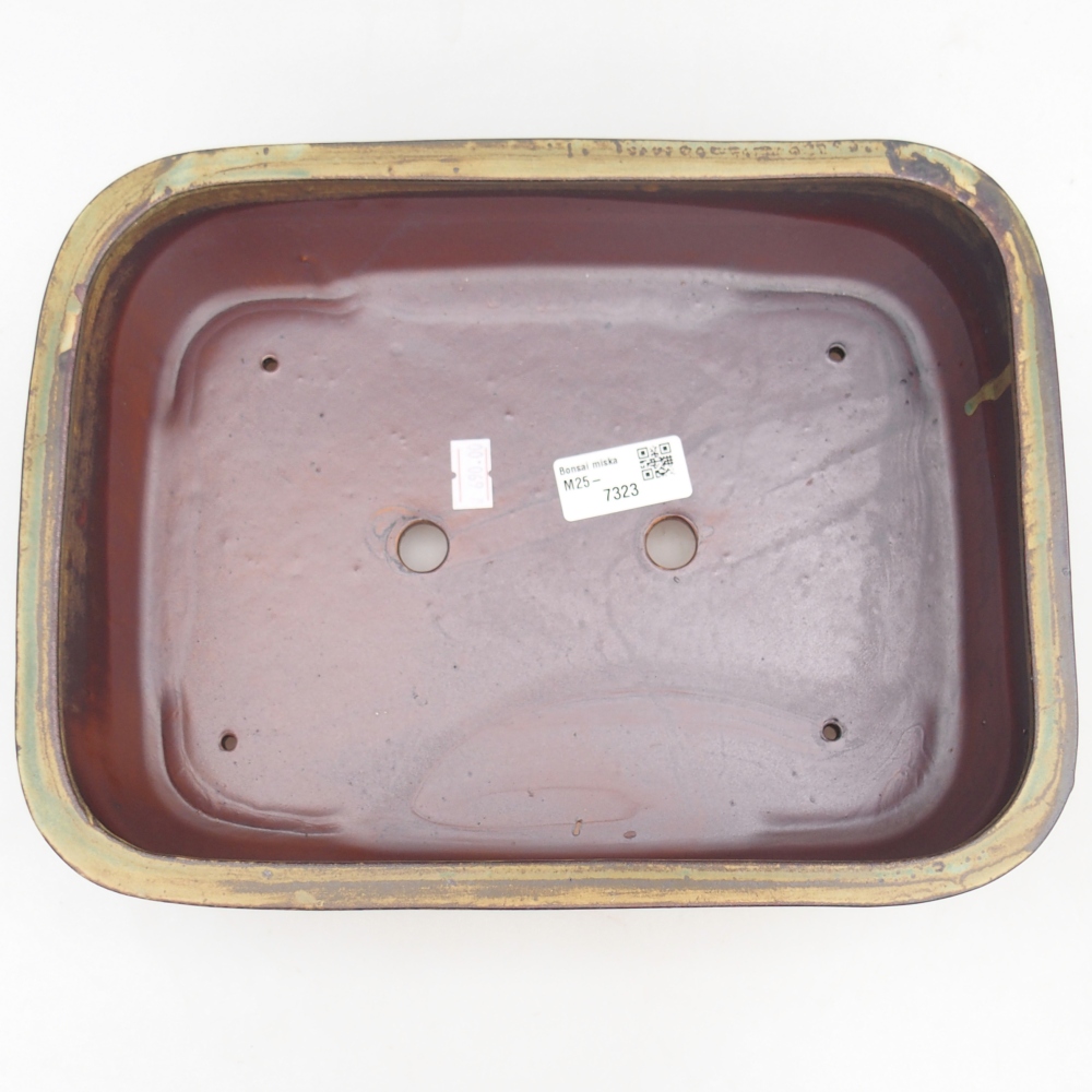 Keramická bonsai miska 28 x 20,5 x 7,5 cm, barva zelená