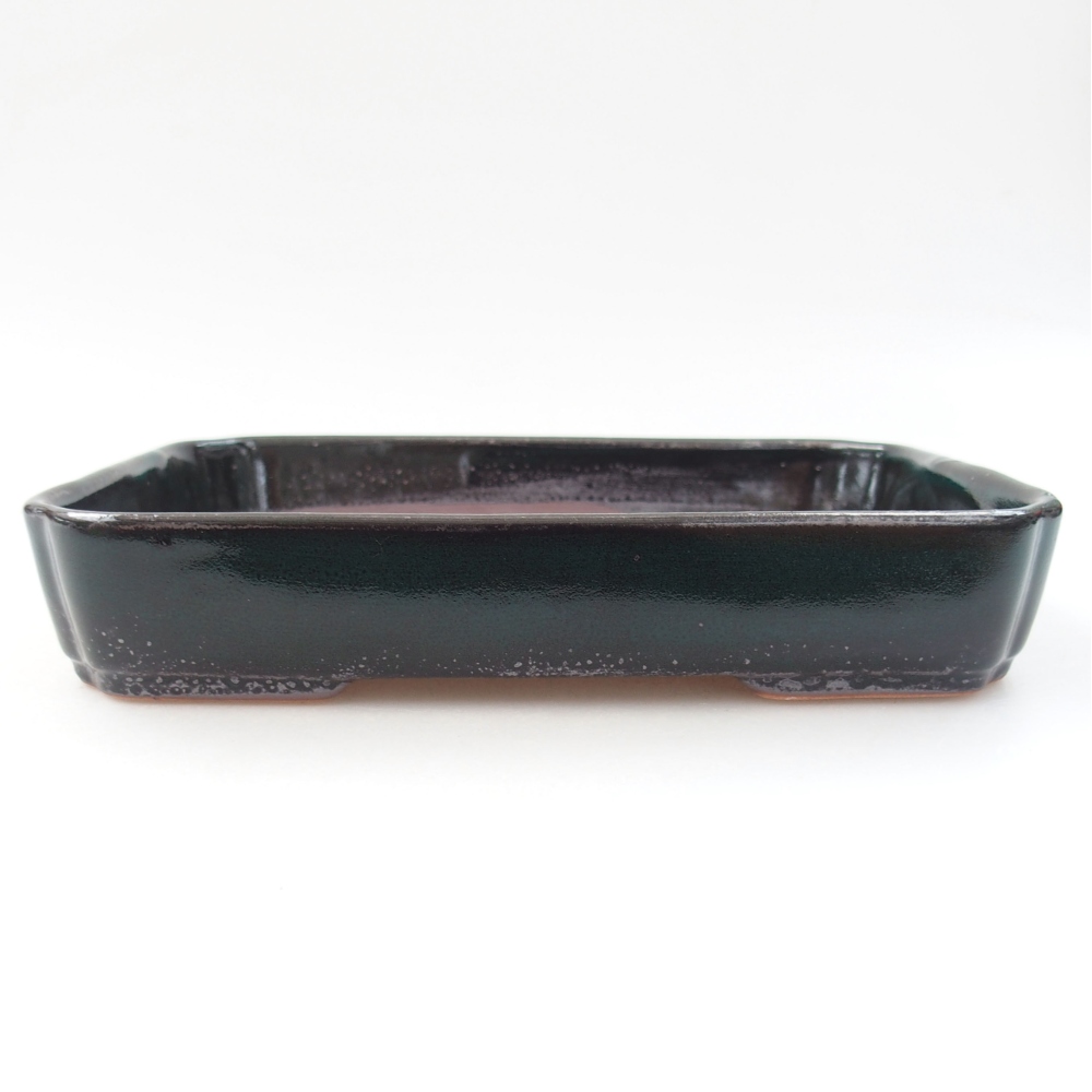 Keramická bonsai miska 18 x 13 x 3,5 cm, barva zelená