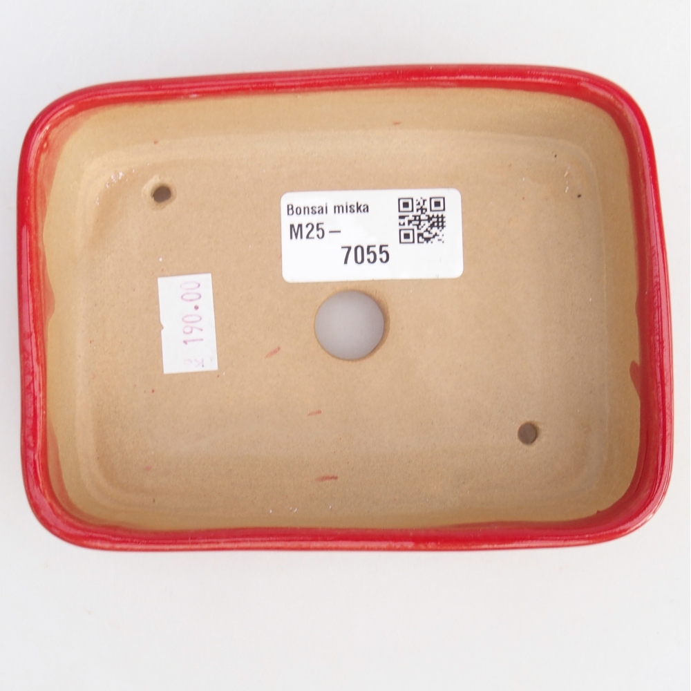 Keramická bonsai miska 12,5 x 9,5 x 3,5 cm, barva červená