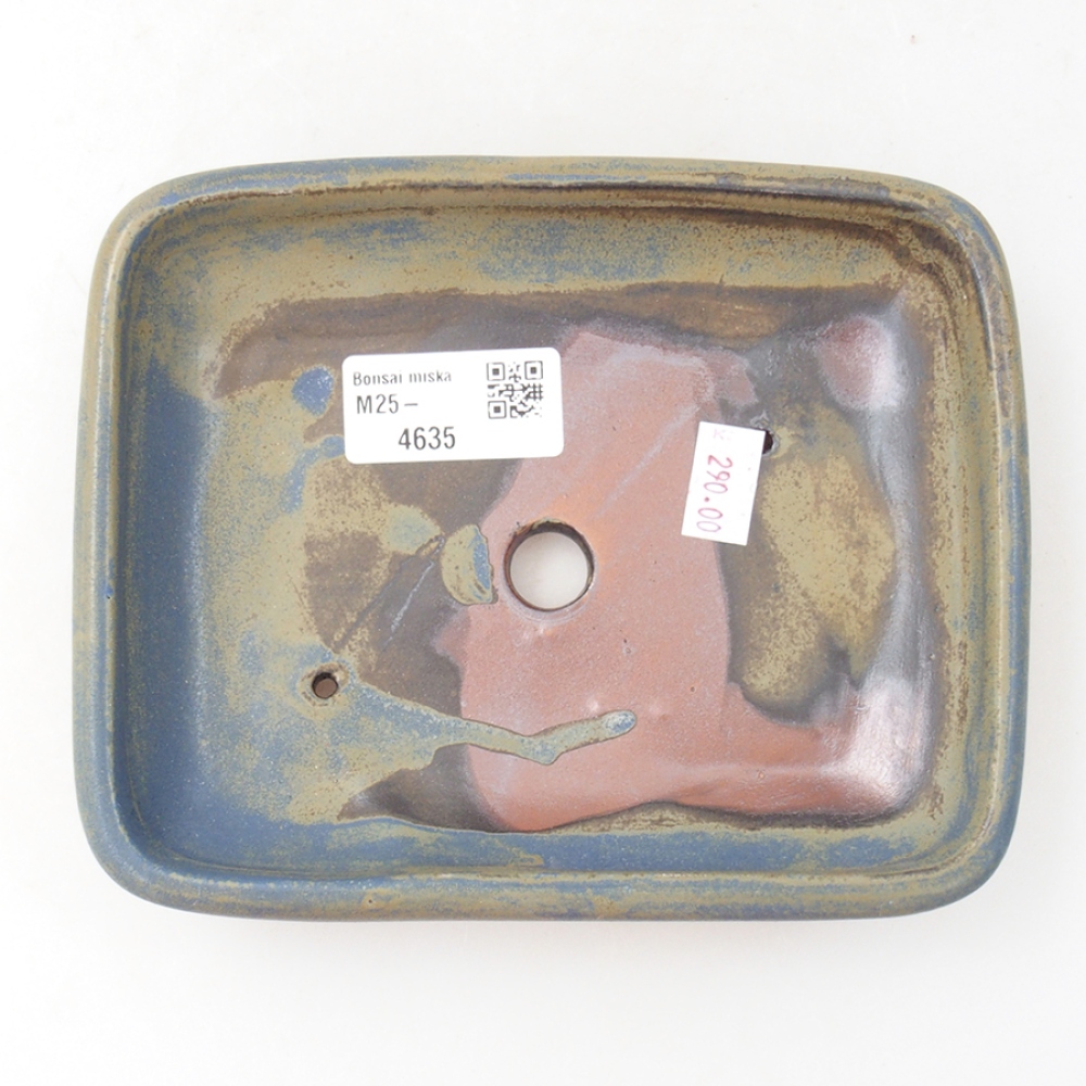 Keramická bonsai miska 17 x 13,5 x 3,5 cm, barva modrá
