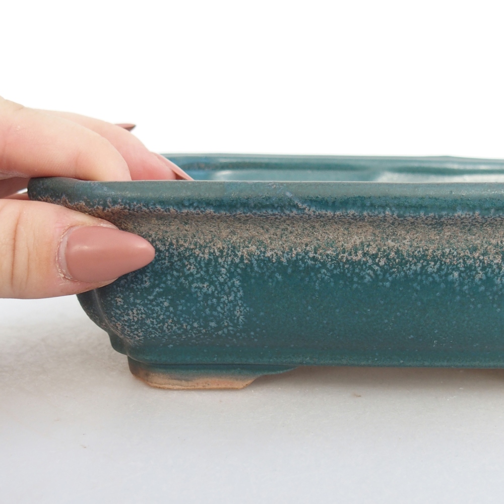 Keramická bonsai miska 18 x 13,5 x 5 cm, barva modrá