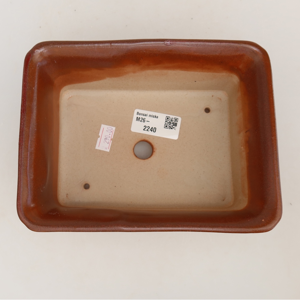 Keramická bonsai miska 18 x 14 x 7 cm, barva vínová