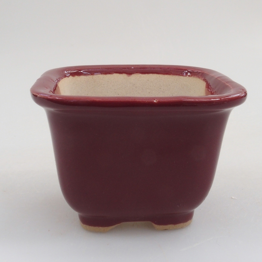 Mini bonsai miska 6 x 6 x 4,5 cm, barva vínová