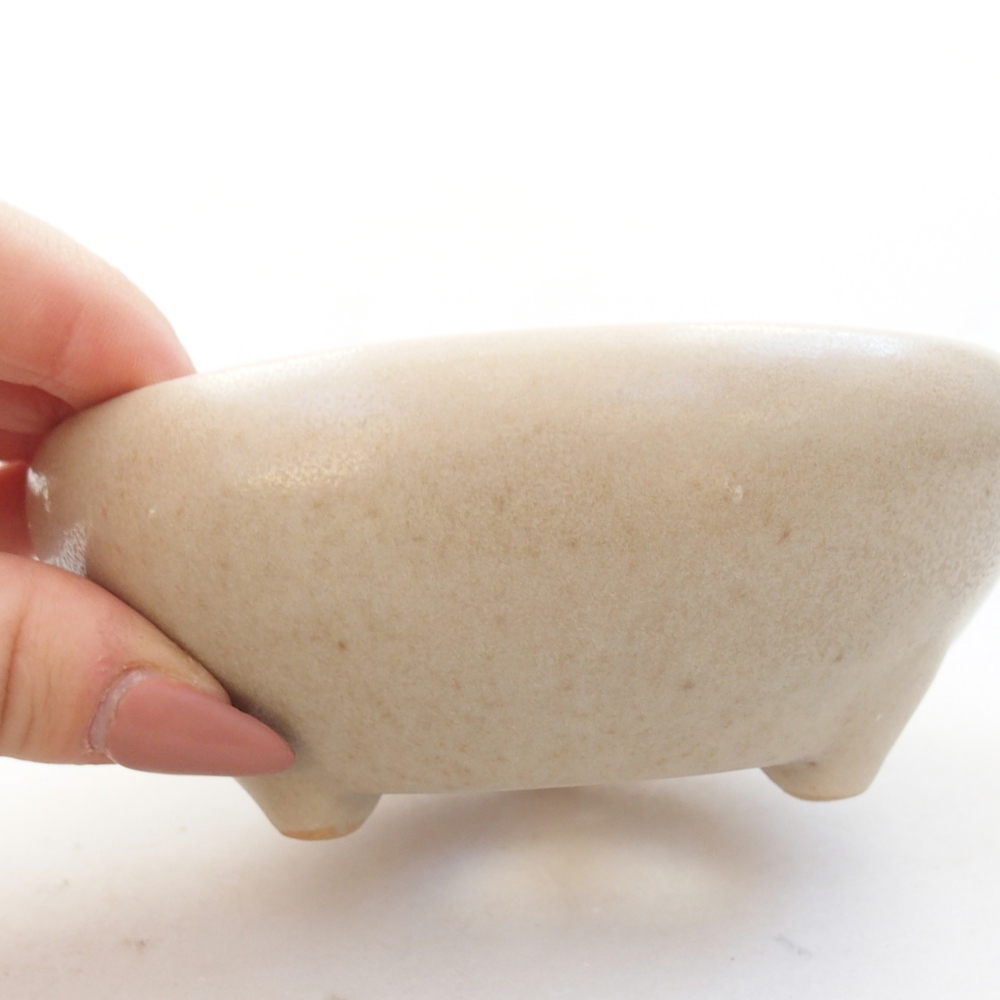 Keramická bonsai miska 10 x 10 x 5 cm, barva béžová