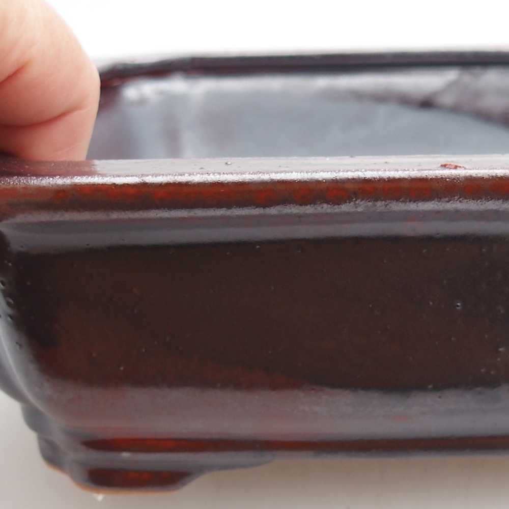 Keramická bonsai miska 27 x 21 x 7 cm, barva černočervená