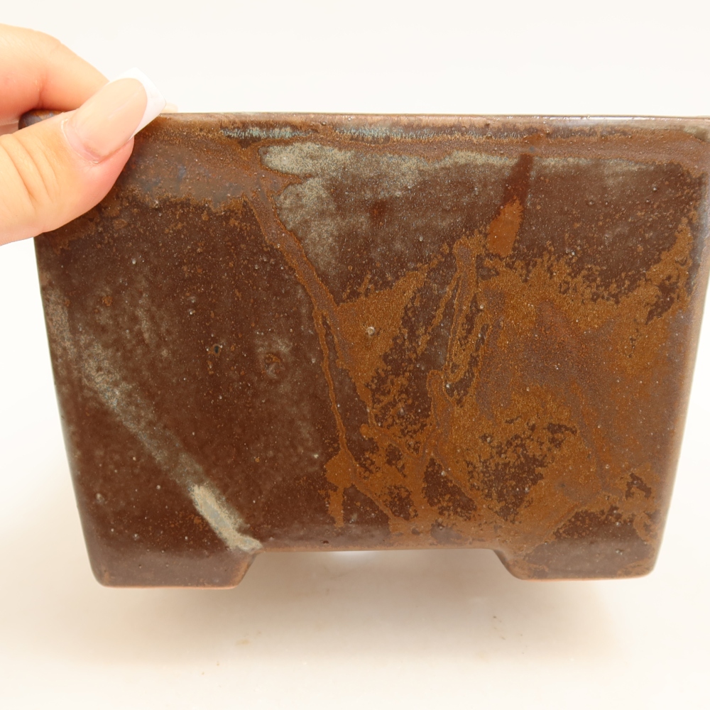 Keramická bonsai miska 15 x 15 x 10,5 cm, barva hnědá