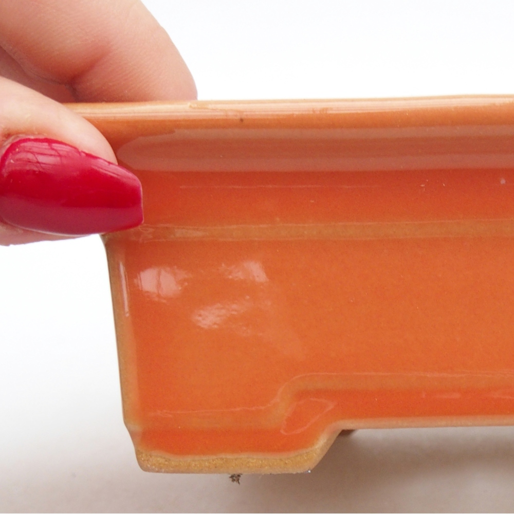 Keramická bonsai miska 11 x 8,5 x 4 cm, barva oranžová