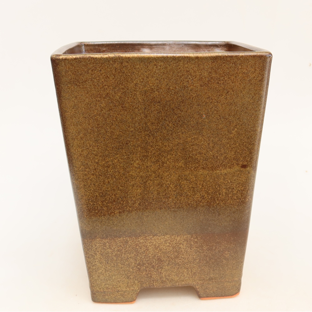 Keramická bonsai miska 15,5 x 15,5 x 19 cm, barva hnědá
