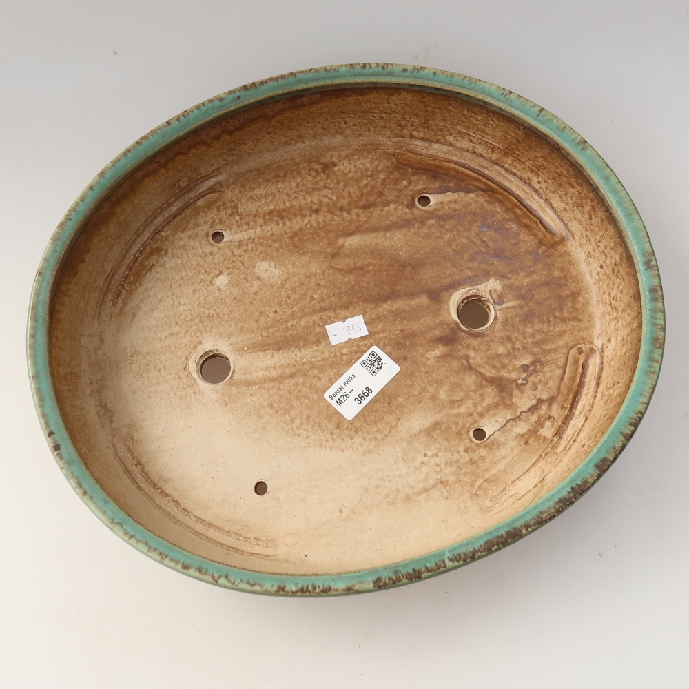 Keramická bonsai miska 32 x 27,5 x 6,5 cm, barva zelená