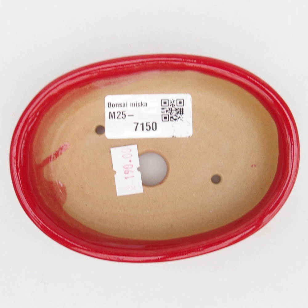 Keramická bonsai miska 12 x 8,5 x 3 cm, barva červená