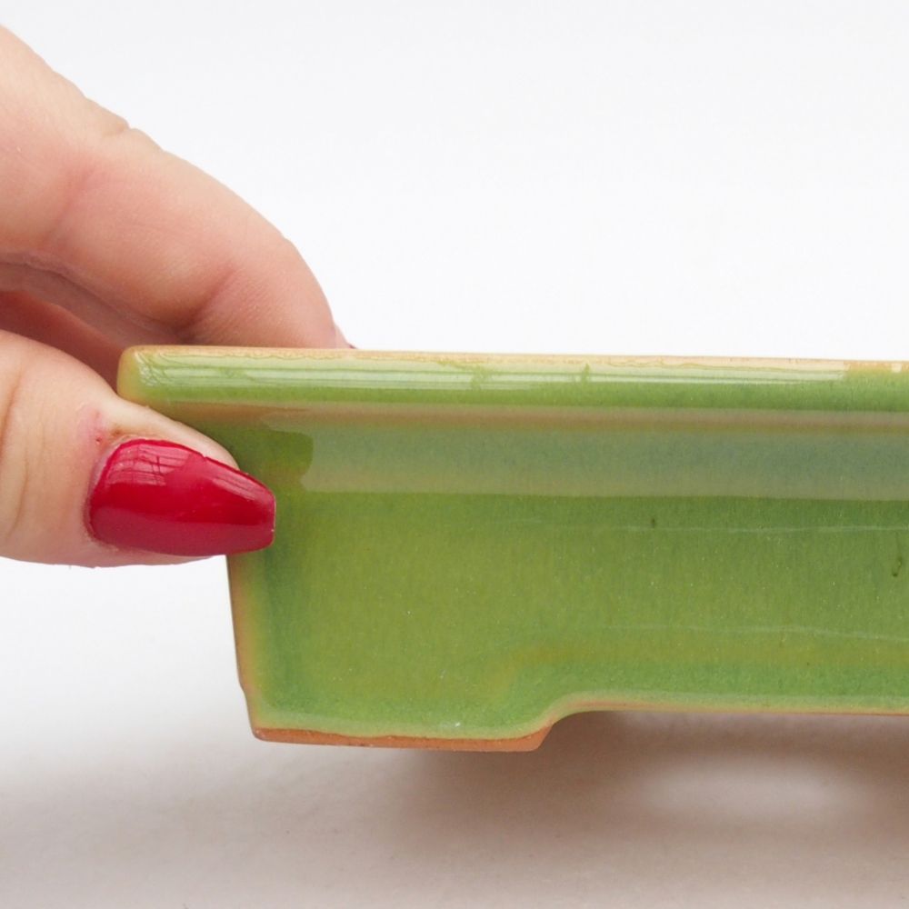 Keramická bonsai miska 13 x 10 x 4 cm, barva zelená