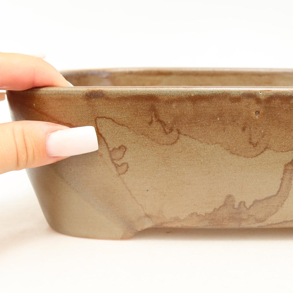 Keramická bonsai miska 23 x 17,5 x 7,5 cm, barva hnědá
